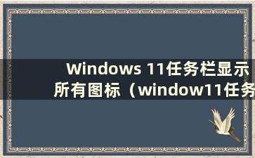 Windows 11任务栏显示所有图标（window11任务栏设置）